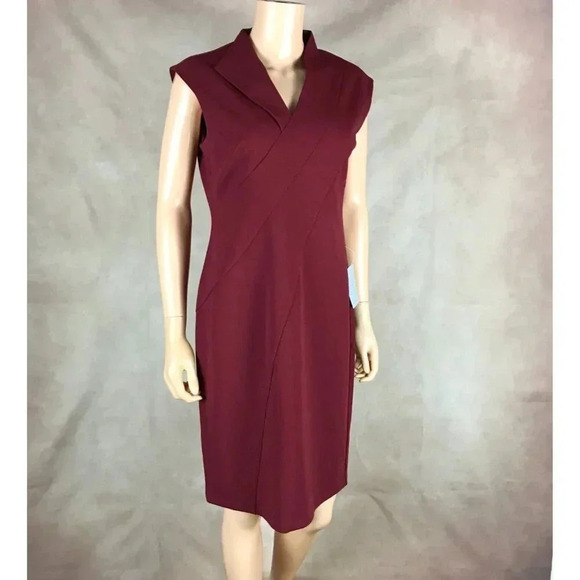 SPENSE Dark Red Cap Sleeve Structured Sheath Dress NWT 8 - Picture 8 of 10